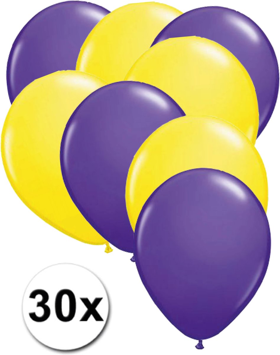 Ballonnen Paars & Geel 30 stuks 27 cm